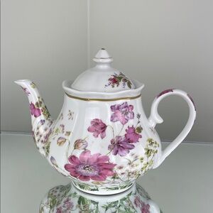 Kent Pottery Floral Teapot Pink & Purple Flowers Porcelain